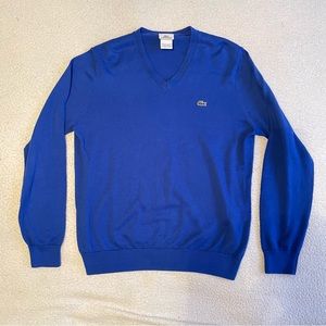 Lacoste V Neck Sweater Mens Large Blue